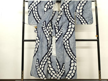 平和屋着物∴夏物　浴衣　有松鳴海絞り　藤　綿　逸品　DABI8566cd