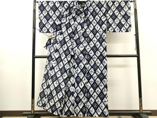 平和屋着物∴夏物　浴衣　有松鳴海絞り　菱花文　綿　逸品　DABI8567cd