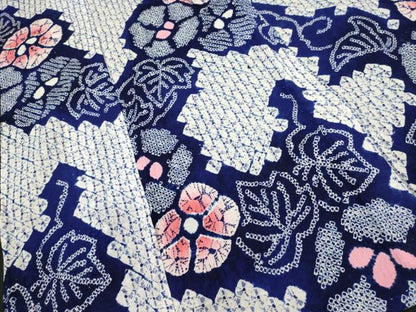 平和屋着物∴夏物　浴衣　有松鳴海絞り　草花文　綿　逸品　DABI8568cd