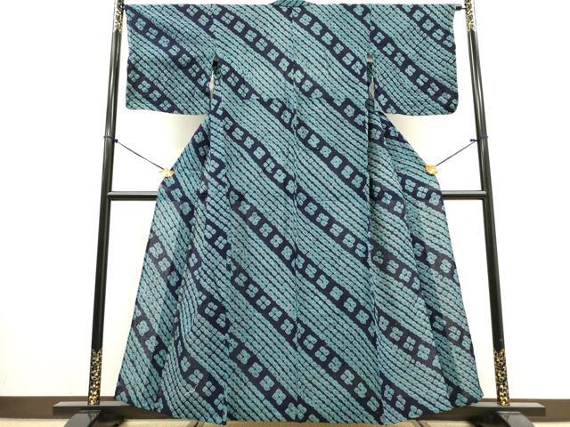 平和屋着物∴夏物　浴衣　有松鳴海絞り　斜線文　綿　逸品　DABI8569cd