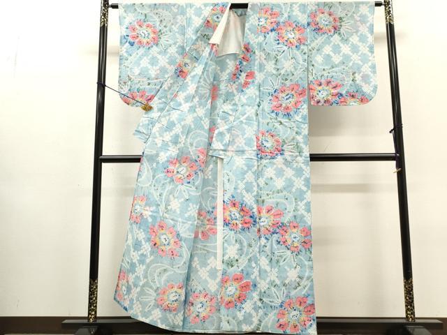 平和屋着物∴夏物　浴衣　有松鳴海絞り　草花文　綿　逸品　未使用　DABI8571cd