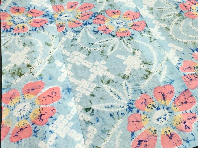 平和屋着物∴夏物　浴衣　有松鳴海絞り　草花文　綿　逸品　未使用　DABI8571cd