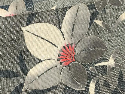 平和屋着物∴夏物　浴衣　注染　手縫い　草花文　綿逸品　DABI8576cd