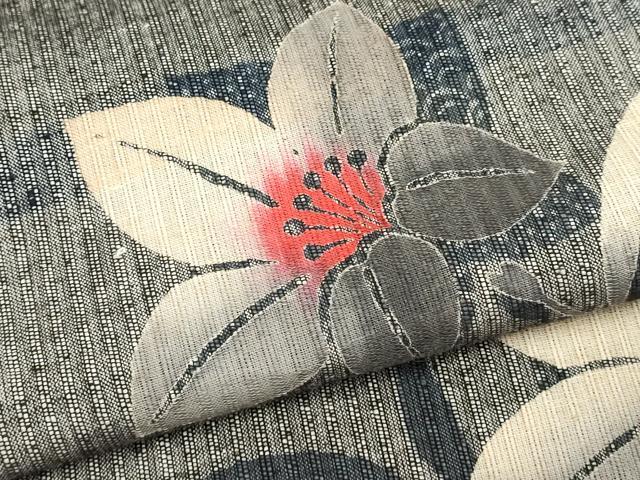 平和屋着物∴夏物　浴衣　注染　手縫い　草花文　綿逸品　DABI8576cd