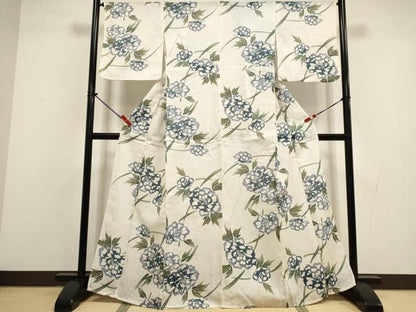 平和屋着物∴夏物　小紋・浴衣兼用　草花文　逸品　DABI8586cd