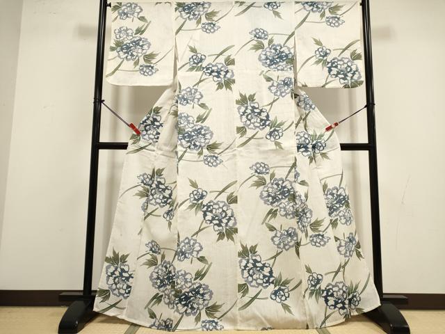 平和屋着物∴夏物　小紋・浴衣兼用　草花文　逸品　DABI8586cd