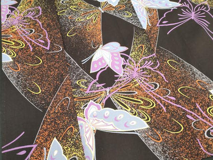 平和屋着物∴夏物　浴衣　注染　手縫い　舞蝶文　綿　逸品　DABI8587cd