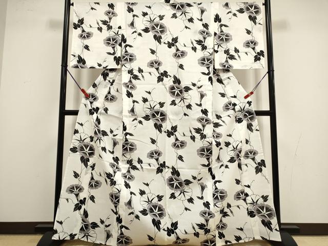 平和屋着物∴夏物　綿紅梅　浴衣　手縫い　朝顔　さが美扱い　綿　逸品　DABI8589cd