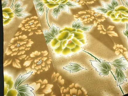 平和屋着物∴夏物　浴衣　注染　手縫い　枝花文　綿　逸品　DABI8595cd