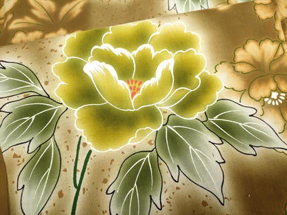 平和屋着物∴夏物　浴衣　注染　手縫い　枝花文　綿　逸品　DABI8595cd