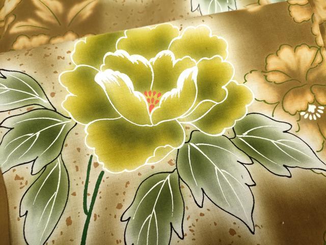 平和屋着物∴夏物　浴衣　注染　手縫い　枝花文　綿　逸品　DABI8595cd