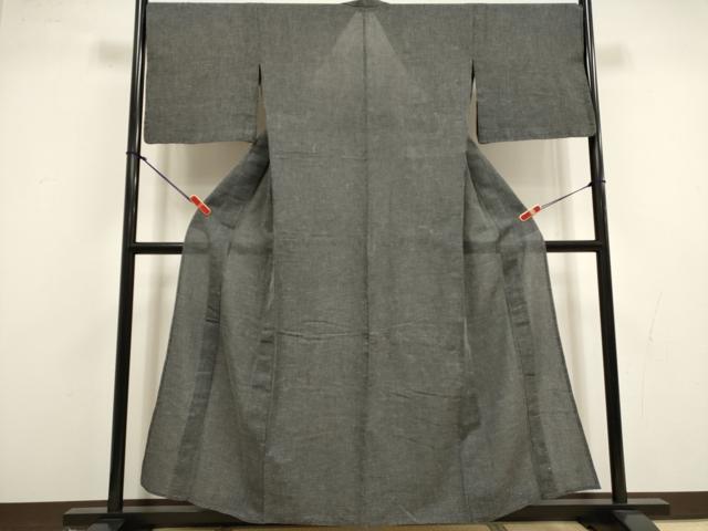 平和屋着物∴夏物　小紋・浴衣兼用　十字絣　日本製　綿麻　逸品　DABI8599qa
