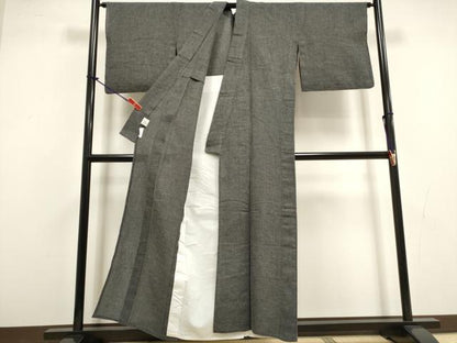 平和屋着物∴夏物　小紋・浴衣兼用　十字絣　日本製　綿麻　逸品　DABI8599qa