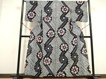 平和屋着物∴夏物　浴衣　有松鳴海絞り　流水花文　綿　逸品　DABI8601cd