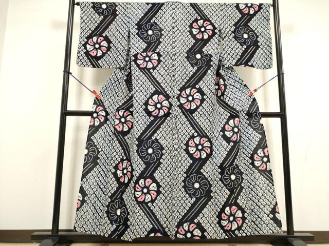 平和屋着物∴夏物　浴衣　有松鳴海絞り　流水花文　綿　逸品　DABI8601cd