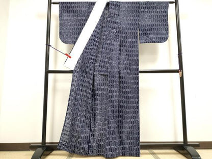平和屋着物∴夏物　浴衣　有松鳴海絞り　抽象文　綿　逸品　DABI8602cd