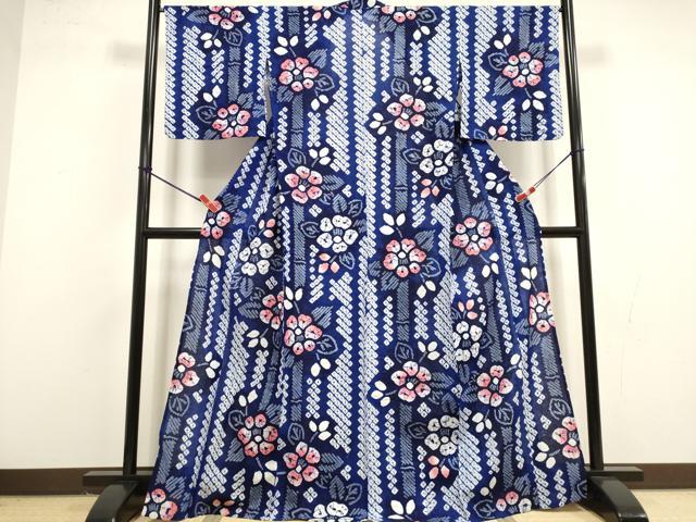 平和屋着物∴夏物　浴衣　有松鳴海絞り　草花文　綿　逸品　DABI8606cd