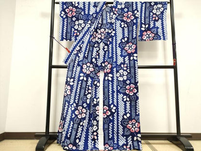 平和屋着物∴夏物　浴衣　有松鳴海絞り　草花文　綿　逸品　DABI8606cd