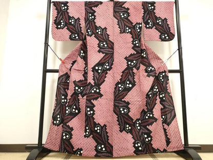 平和屋着物∴夏物　浴衣　有松鳴海絞り　草葉文　綿　逸品　DABI8607cd