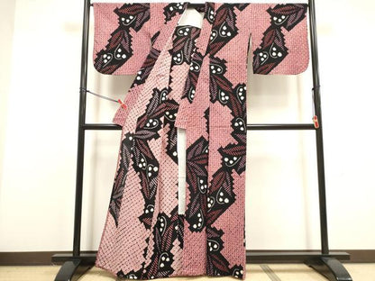 平和屋着物∴夏物　浴衣　有松鳴海絞り　草葉文　綿　逸品　DABI8607cd