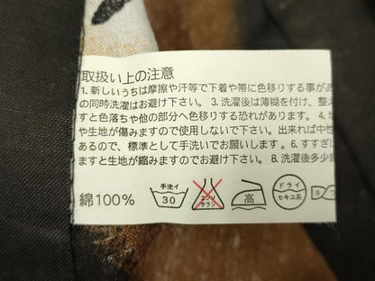 平和屋着物∴夏物　浴衣　注染　矢羽花蝶文　黒地　綿　逸品　DABI8614cd