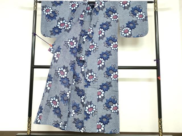 平和屋着物∴夏物　浴衣　リップル生地　草花文　綿　逸品　DABI8617cd
