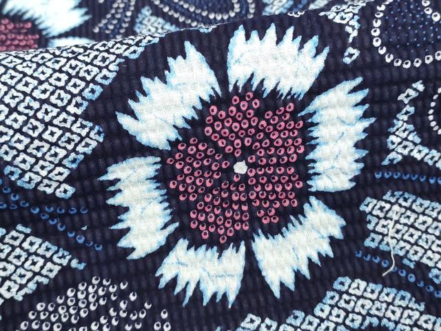 平和屋着物∴夏物　浴衣　草花文　リップル生地　綿　逸品　DABI8618cd