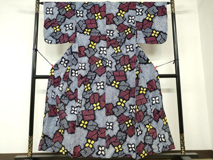平和屋着物∴夏物　浴衣　有松鳴海絞り　幾何学花文　綿　逸品　DABI8619cd