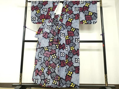 平和屋着物∴夏物　浴衣　有松鳴海絞り　幾何学花文　綿　逸品　DABI8619cd