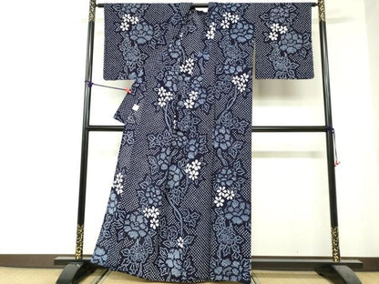 平和屋着物∴夏物　浴衣　有松鳴海絞り　枝花文　綿　逸品　DABI8621cd