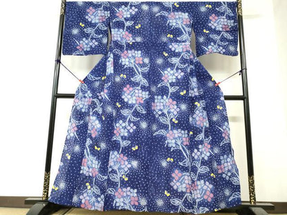 平和屋着物∴夏物　浴衣　有松鳴海絞り　草花文　綿　逸品　DABI8622cd