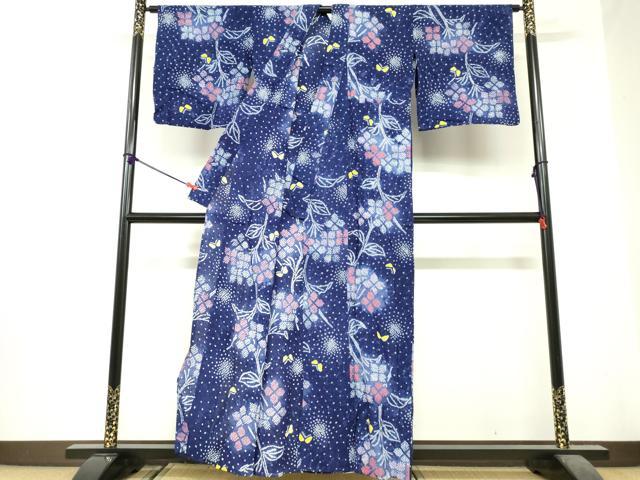 平和屋着物∴夏物　浴衣　有松鳴海絞り　草花文　綿　逸品　DABI8622cd