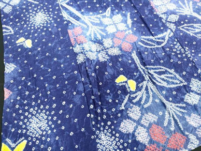 平和屋着物∴夏物　浴衣　有松鳴海絞り　草花文　綿　逸品　DABI8622cd