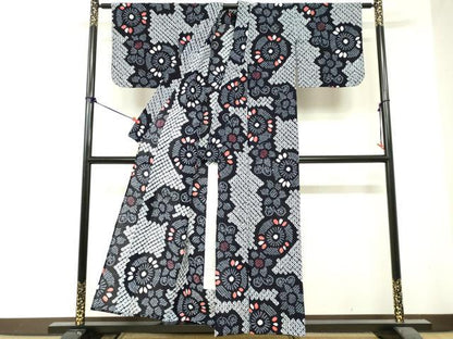 平和屋着物∴夏物　浴衣　有松鳴海絞り　草花文　綿　逸品　DABI8624cd