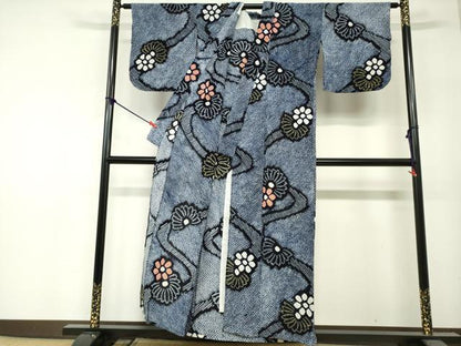 平和屋着物∴夏物　浴衣　有松鳴海絞り　流水花文　綿　逸品　DABI8626cd