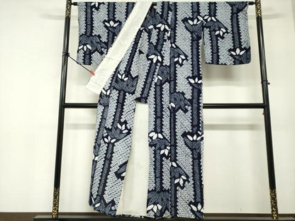 平和屋着物∴夏物　浴衣　有松鳴海絞り　笹竹文　綿　逸品　DABI8629cd