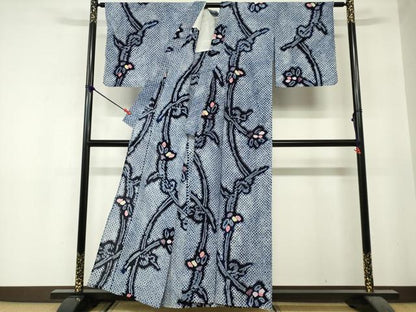 平和屋着物∴夏物　浴衣　有松鳴海絞り　枝花文　綿　逸品　DABI8630cd