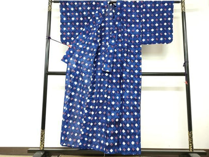 平和屋着物∴夏物　浴衣　有松鳴海絞り　菱文　綿　逸品　DABI8631cd
