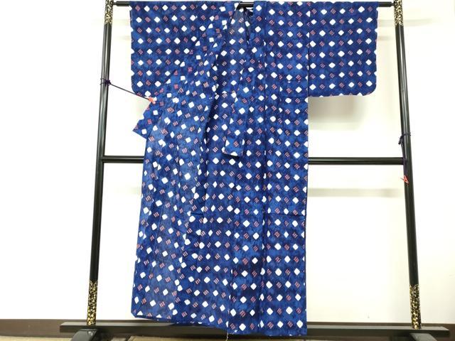 平和屋着物∴夏物　浴衣　有松鳴海絞り　菱文　綿　逸品　DABI8631cd