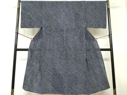 平和屋着物∴夏物　男性　浴衣　有松鳴海絞り　斜縞　綿　逸品　DABI8632cd