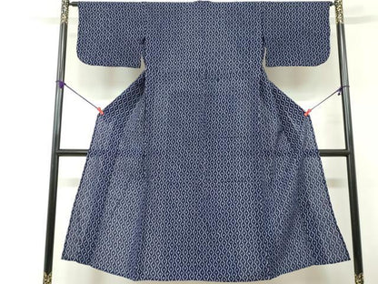平和屋着物∴夏物　浴衣　有松鳴海絞り　立涌花文　綿　逸品　DABI8635cd
