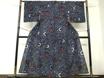 平和屋着物∴夏物　浴衣　有松鳴海絞り　草花文　綿　逸品　DABI8636cd