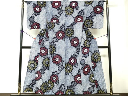 平和屋着物∴夏物　浴衣　有松鳴海絞り　草花文　綿　逸品　DABI8639cd
