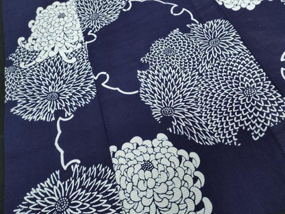 平和屋着物∴夏物　浴衣　綿絽　注染　手縫い　雪輪花文　乱菊　綿　逸品　DABI8641cd