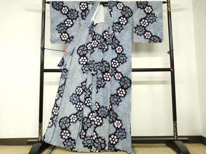 平和屋着物∴夏物　浴衣　有松鳴海絞り　花繋ぎ　綿　逸品　DABI8642cd