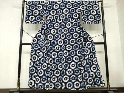 平和屋着物∴夏物　浴衣　有松鳴海絞り　丸文　綿　逸品　DABI8643cd