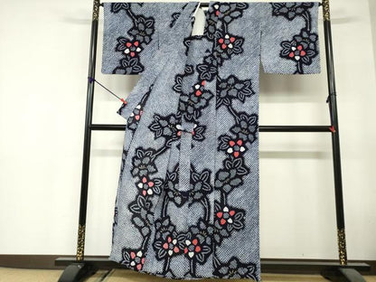 平和屋着物∴夏物　浴衣　有松鳴海絞り　枝花文　綿　逸品　DABI8644cd