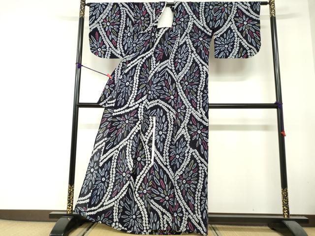 平和屋着物∴夏物　浴衣　有松鳴海絞り　舞花文　綿　逸品　DABI8648cd