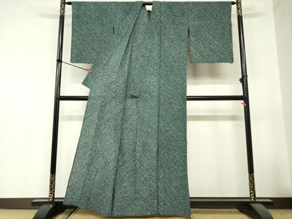 平和屋着物∴夏物　浴衣　有松鳴海絞り　鹿の子絞り　黒地　綿　逸品　DABI8649cd