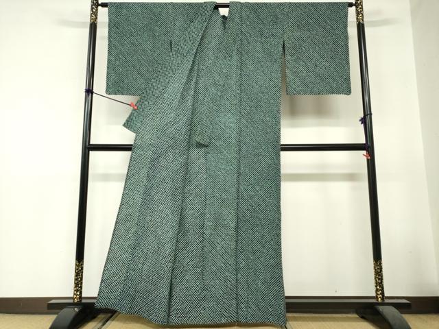 平和屋着物∴夏物　浴衣　有松鳴海絞り　鹿の子絞り　黒地　綿　逸品　DABI8649cd